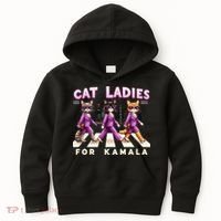 Cat Ladies For Kamala Voting Kamala Harris 2024 Cat Lover Kids Hoodie thumb 0