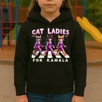 Cat Ladies For Kamala Voting Kamala Harris 2024 Cat Lover Kids Hoodie thumb 3