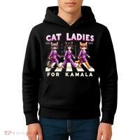 Cat Ladies For Kamala Voting Kamala Harris 2024 Cat Lover Kids Hoodie thumb 4