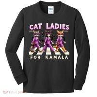 Cat Ladies For Kamala Voting Kamala Harris 2024 Cat Lover Kids Long Sleeve Shirt thumb 0