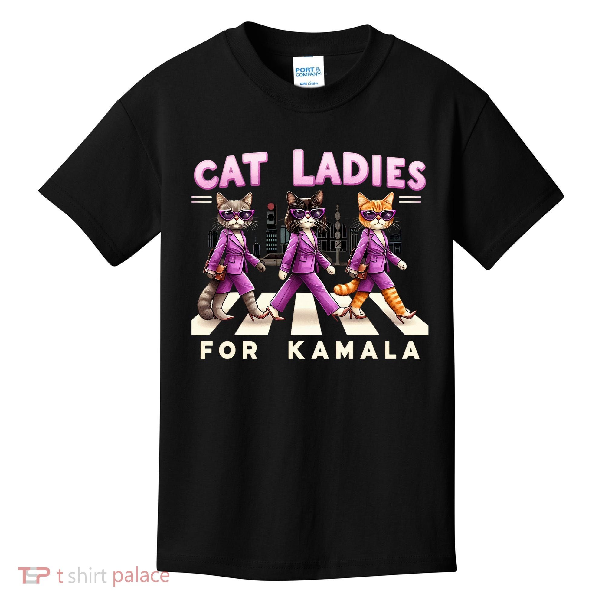 Cat Ladies For Kamala Voting Kamala Harris 2024 Cat Lover Kids T-Shirt