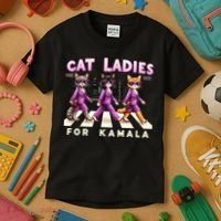 Cat Ladies For Kamala Voting Kamala Harris 2024 Cat Lover Kids T-Shirt thumb 3