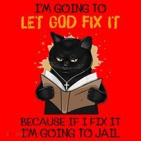 Cat Let God Fix It Because If I Fix It Im Going To Jail Santa Hat thumb 1