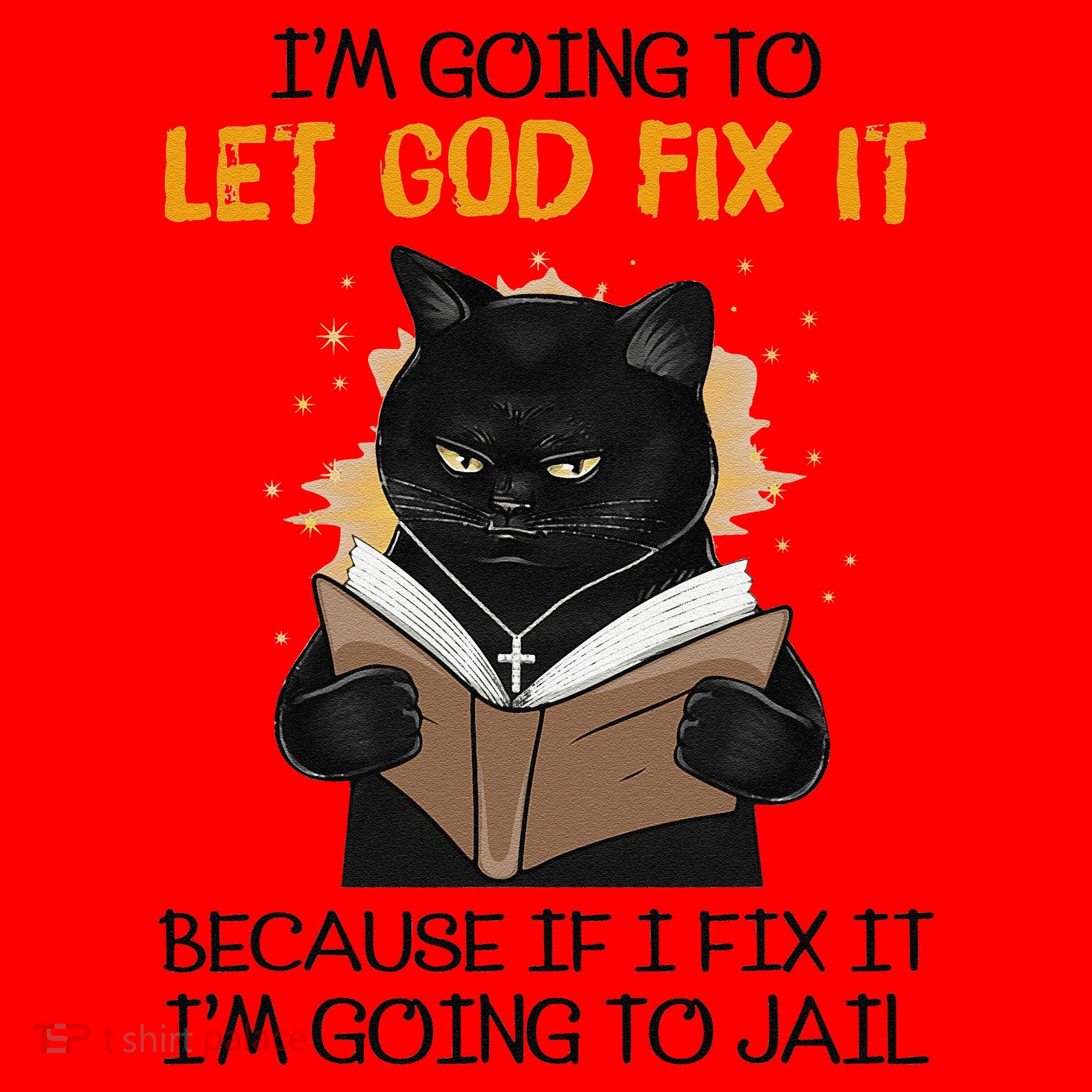 Cat Let God Fix It Because If I Fix It Im Going To Jail Santa Hat