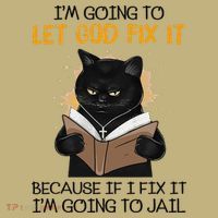 Cat Let God Fix It Because If I Fix It Im Going To Jail Long Sleeve Shirt thumb 2