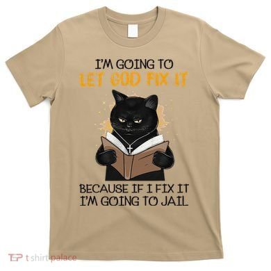 Cat Let God Fix It Because If I Fix It Im Going To Jail T-Shirt