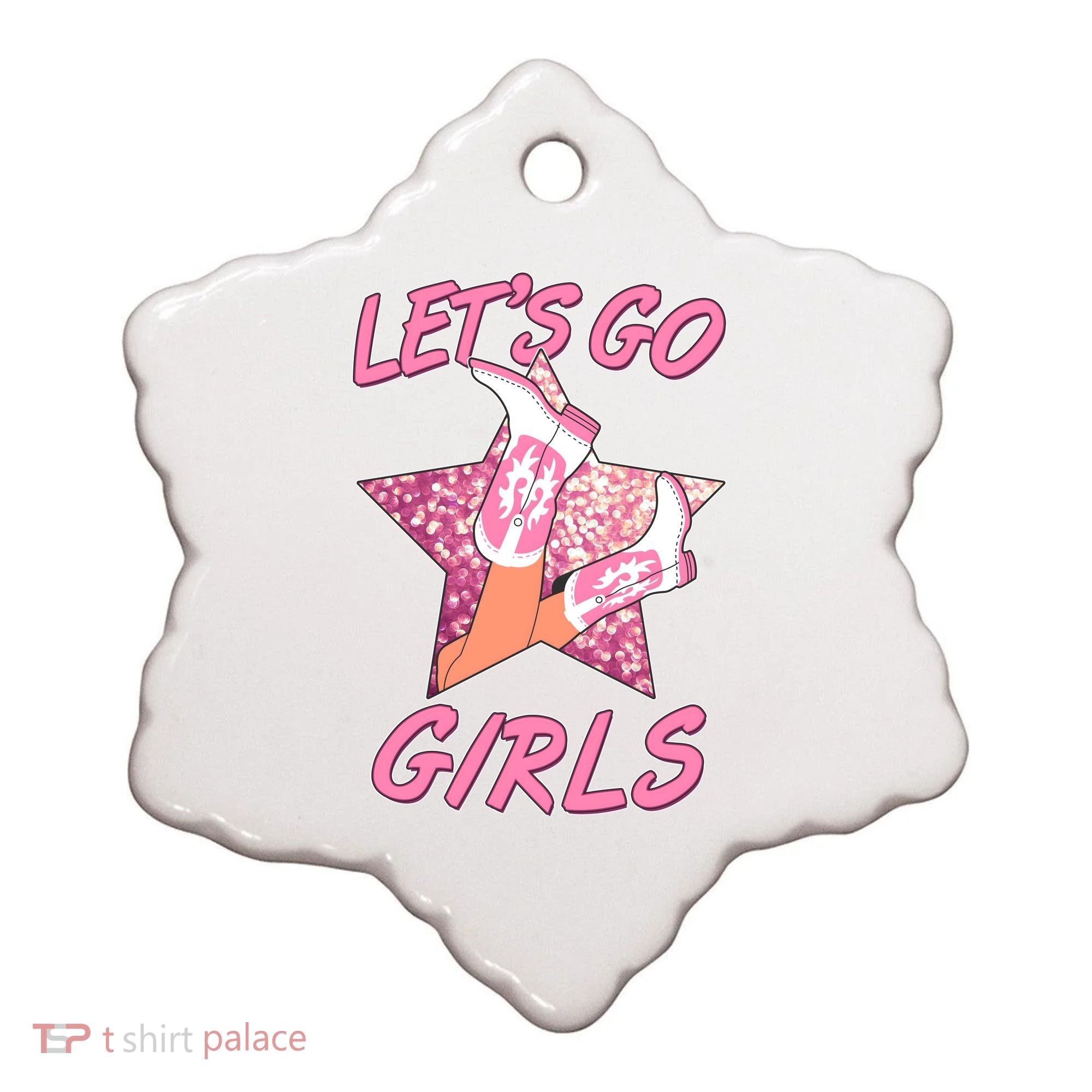 Cute Let's Go Cowgirls Ceramic Ornament