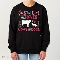 Cow Lover Gift Just a  Who Loves Cows and Dogs Farmer Women's Sweatshirt thumb 0