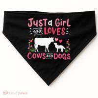 Cow Lover Gift Just a  Who Loves Cows and Dogs Farmer USA-Made Doggie Bandana thumb 0