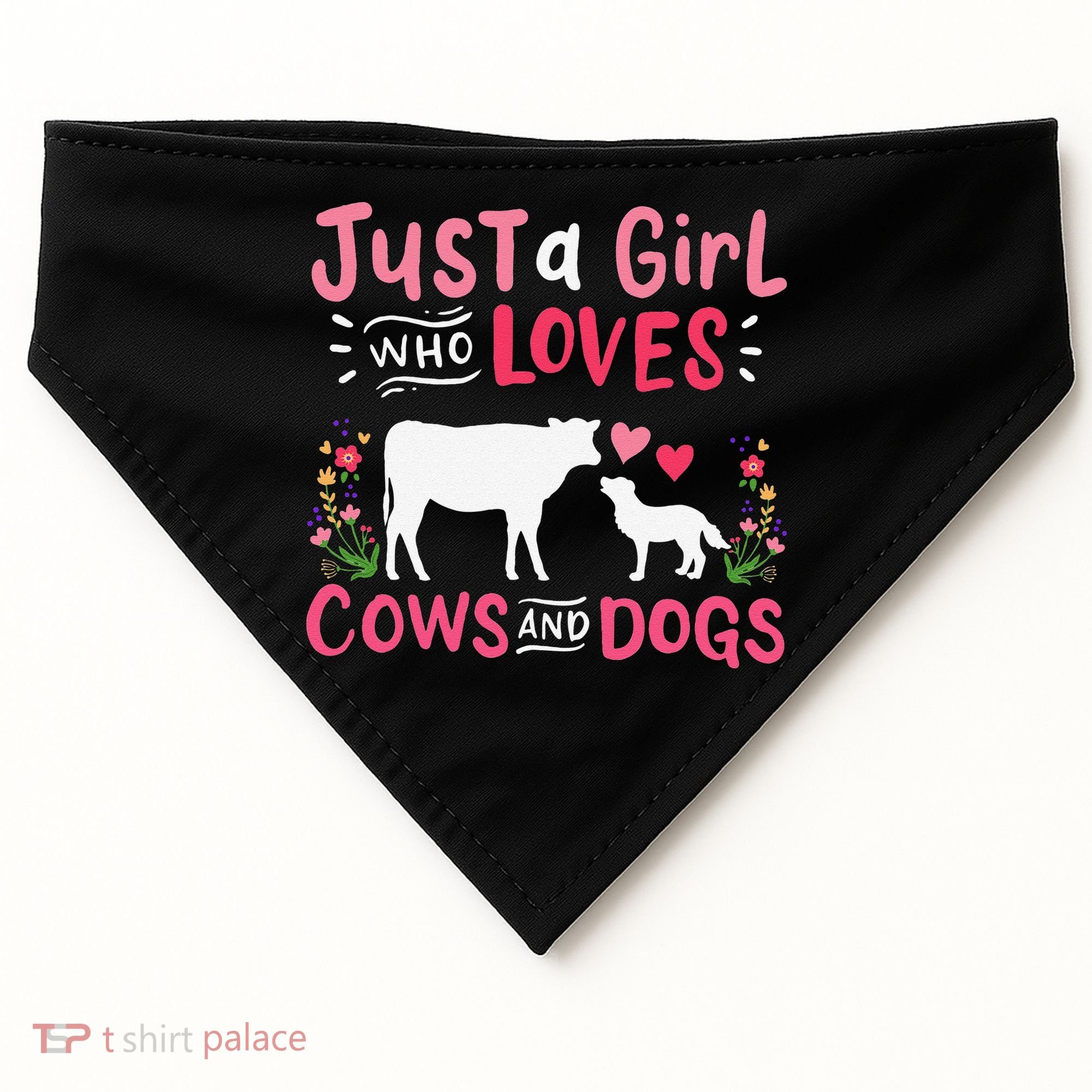 Cow Lover Gift Just a  Who Loves Cows and Dogs Farmer USA-Made Doggie Bandana