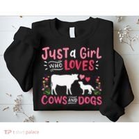 Cow Lover Gift Just a  Who Loves Cows and Dogs Farmer Sweatshirt thumb 2