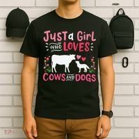 Cow Lover Gift Just a  Who Loves Cows and Dogs Farmer T-Shirt thumb 6