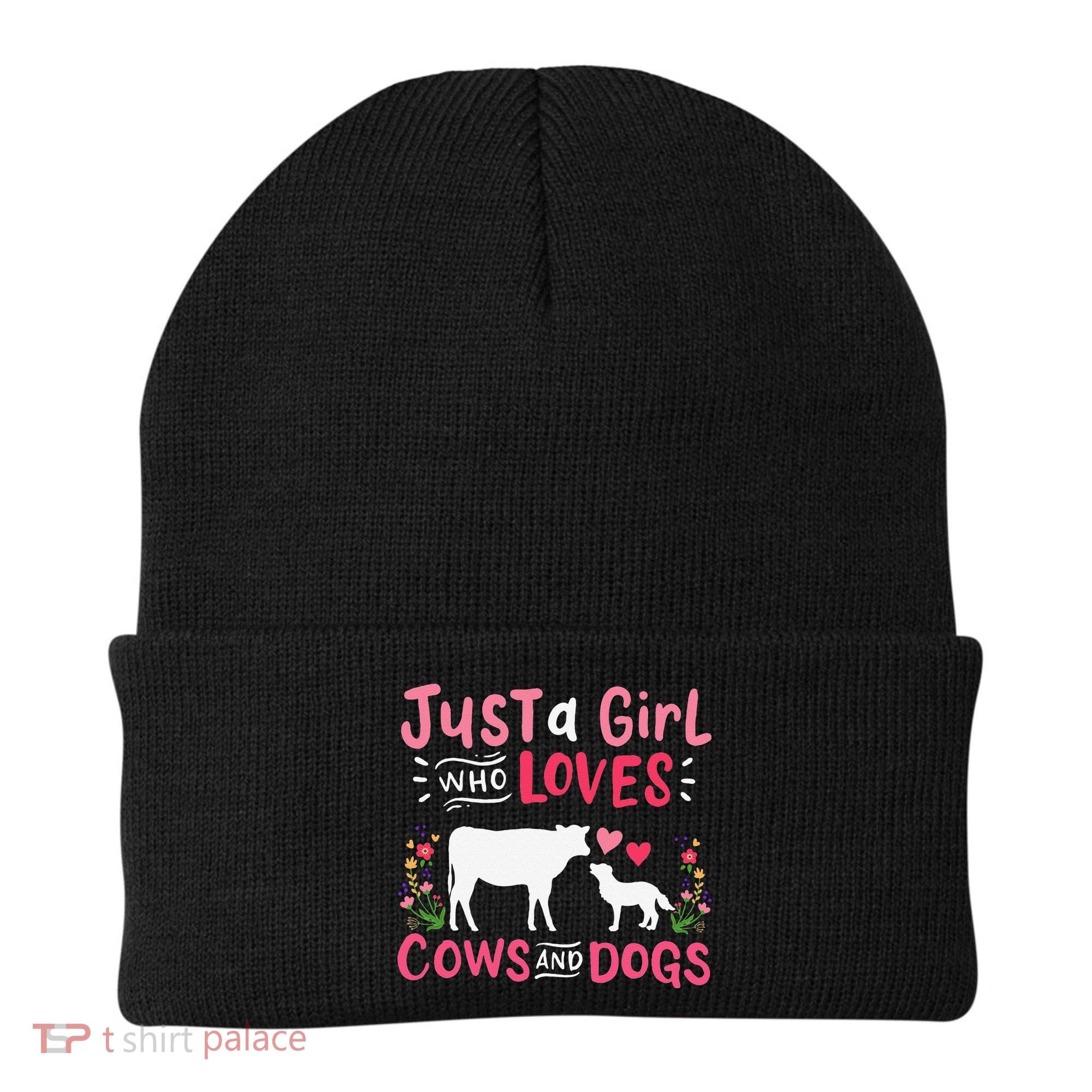 Cow Lover Gift Just a  Who Loves Cows and Dogs Farmer Beanie