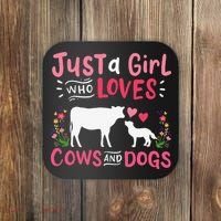 Cow Lover Gift Just a  Who Loves Cows and Dogs Farmer Coaster thumb 0