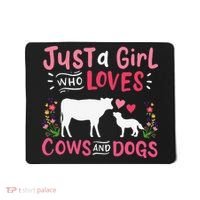 Cow Lover Gift Just a  Who Loves Cows and Dogs Farmer Mousepad thumb 0