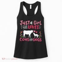 Cow Lover Gift Just a  Who Loves Cows and Dogs Farmer Women's Tank Top thumb 0