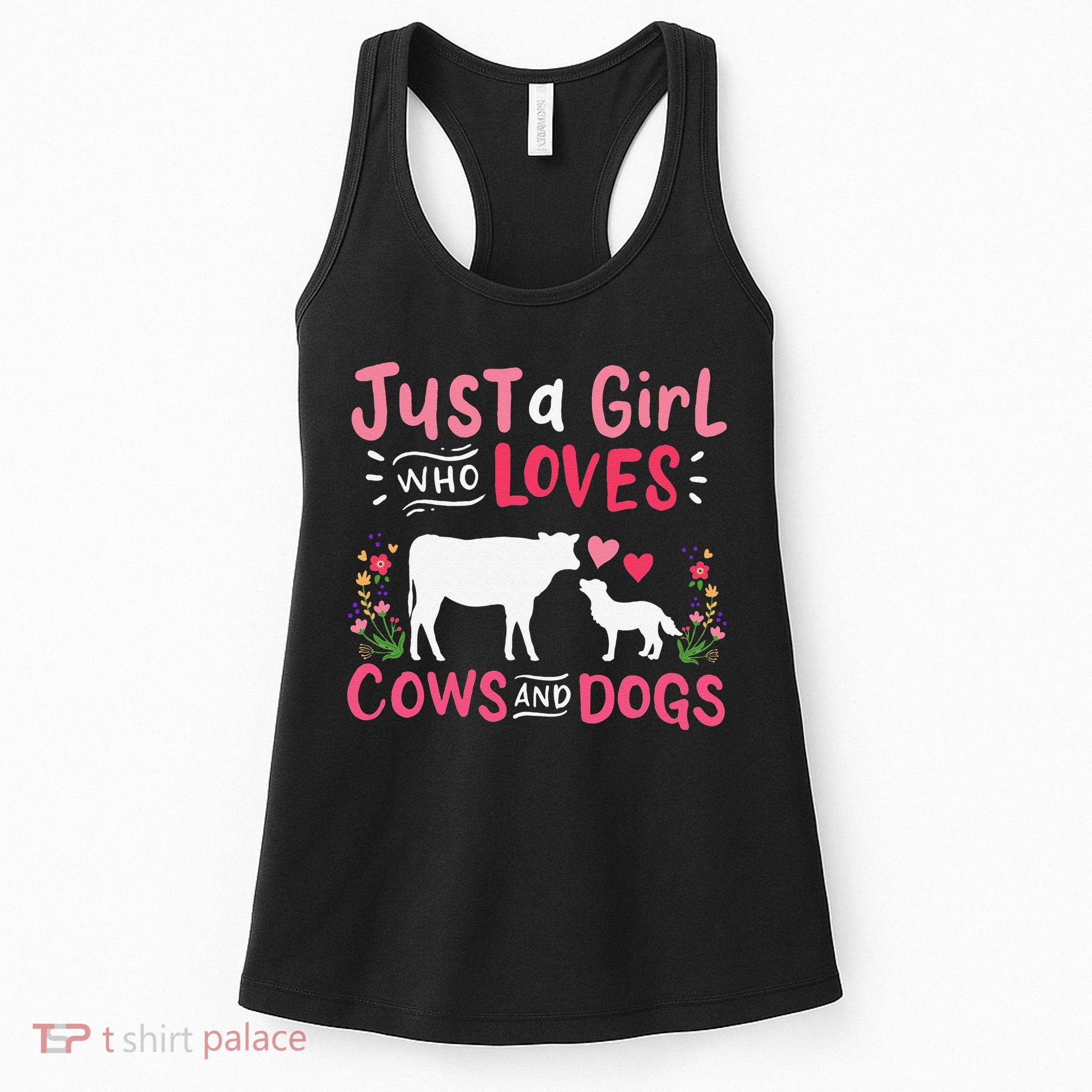 Cow Lover Gift Just a  Who Loves Cows and Dogs Farmer Women's Tank Top