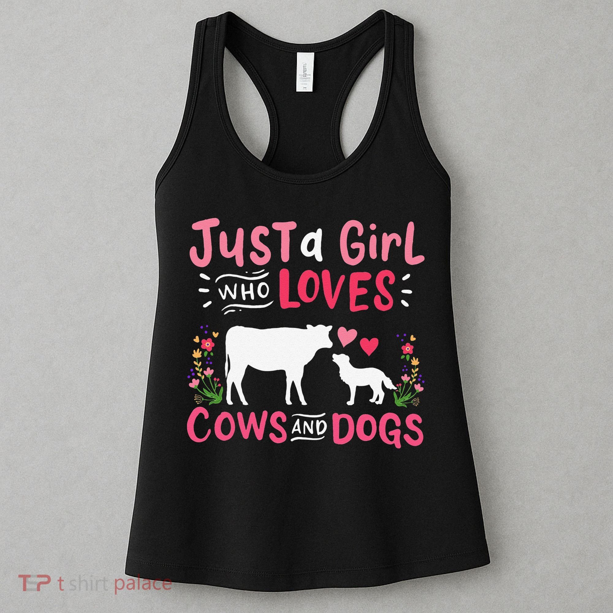 Cow Lover Gift Just a  Who Loves Cows and Dogs Farmer Women's Tank Top