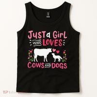 Cow Lover Gift Just a  Who Loves Cows and Dogs Farmer Tank Top thumb 2