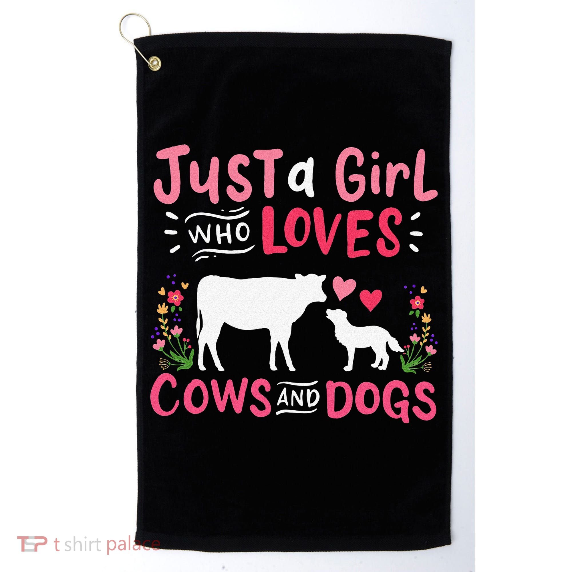 Cow Lover Gift Just a  Who Loves Cows and Dogs Farmer Golf Towel