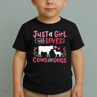 Cow Lover Gift Just a  Who Loves Cows and Dogs Farmer Toddler T-Shirt thumb 2