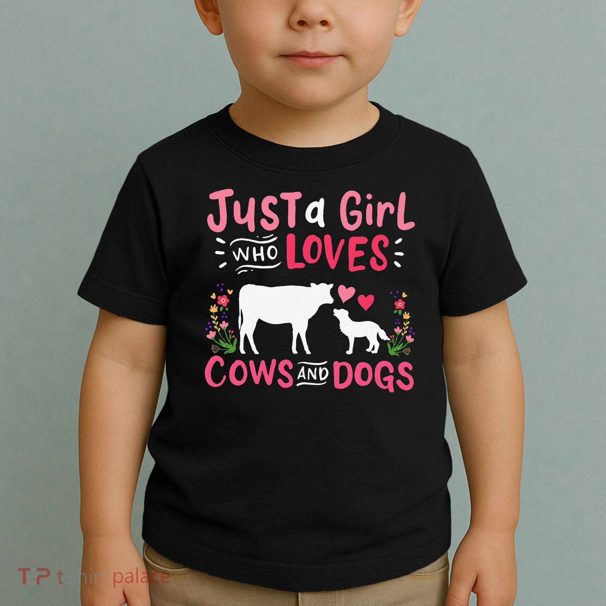 Cow Lover Gift Just a  Who Loves Cows and Dogs Farmer Toddler T-Shirt