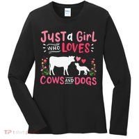 Cow Lover Gift Just a  Who Loves Cows and Dogs Farmer Women's Long Sleeve Shirt thumb 0