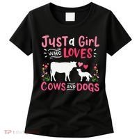 Cow Lover Gift Just a  Who Loves Cows and Dogs Farmer Women's T-Shirt thumb 0