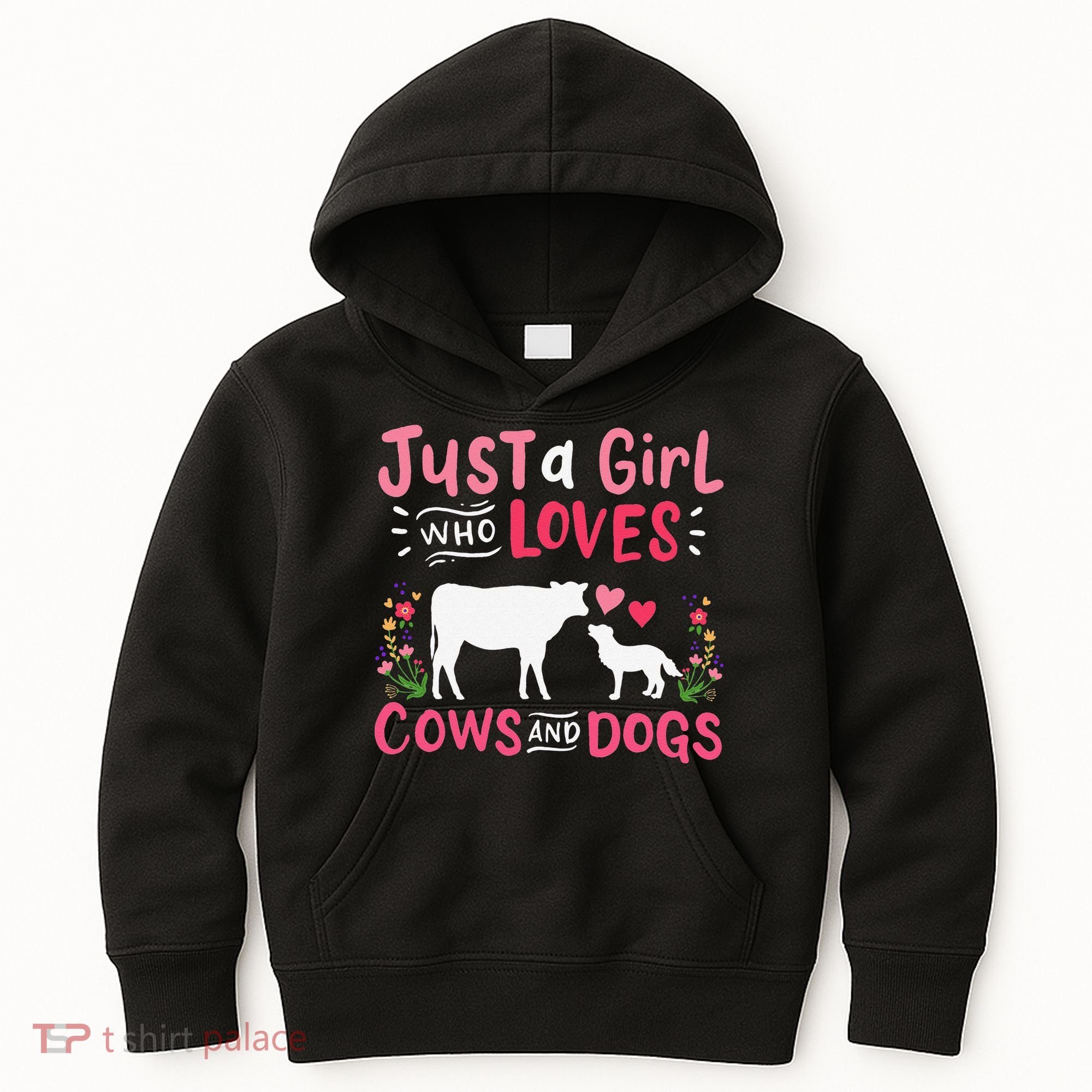 Cow Lover Gift Just a  Who Loves Cows and Dogs Farmer Kids Hoodie
