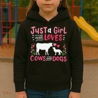 Cow Lover Gift Just a  Who Loves Cows and Dogs Farmer Kids Hoodie thumb 3