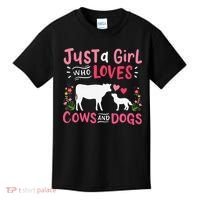 Cow Lover Gift Just a  Who Loves Cows and Dogs Farmer Kids T-Shirt thumb 0