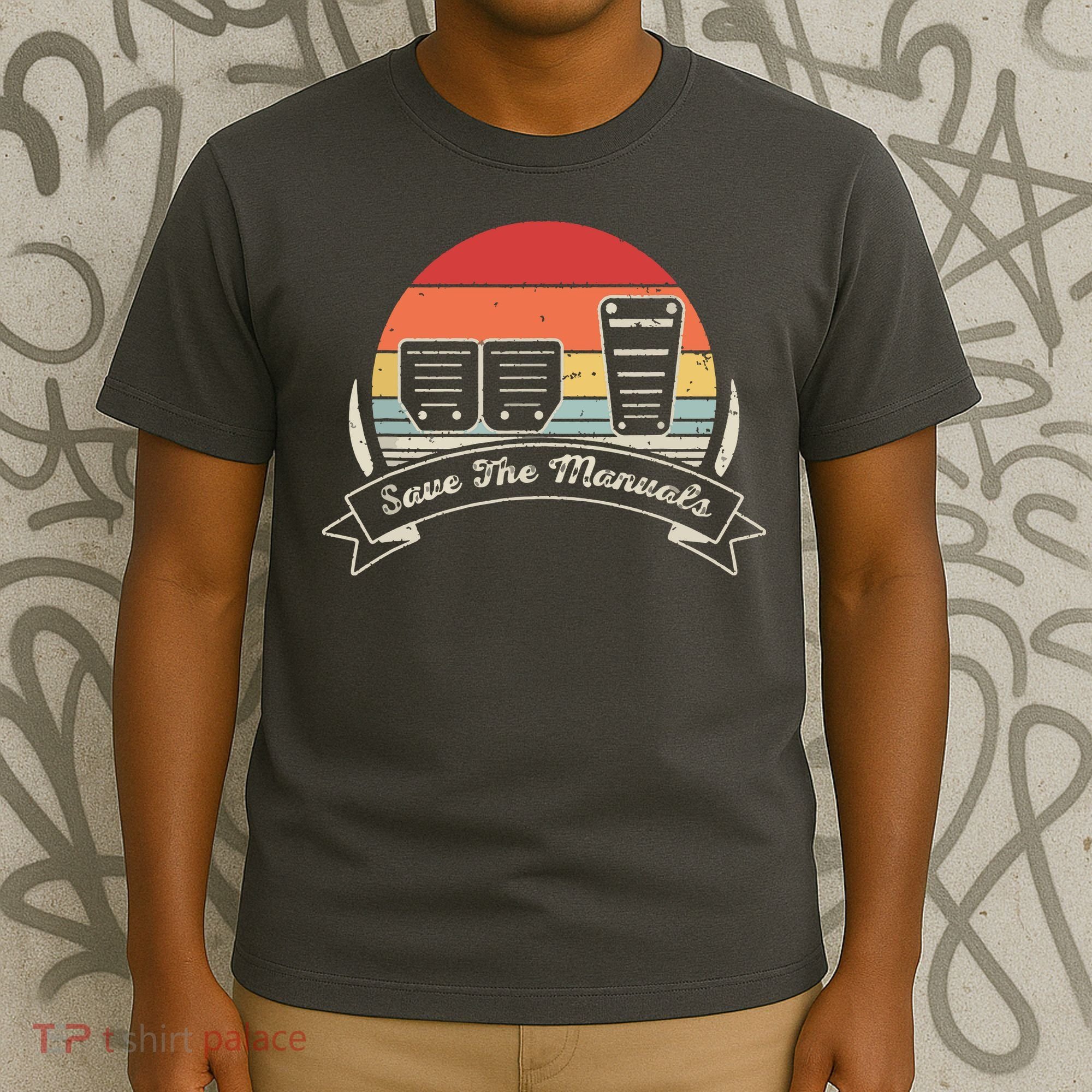 Car Lover Gift Vintage Retro Save The Manuals Stick T-Shirt