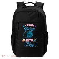 Crochet Lover Gift I Turn Strings Into Things Funny Knitting Backpack thumb 0
