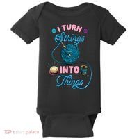 Crochet Lover Gift I Turn Strings Into Things Funny Knitting Baby Bodysuit thumb 0