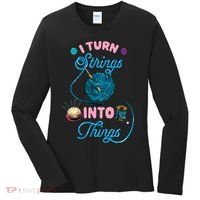 Crochet Lover Gift I Turn Strings Into Things Funny Knitting Women's Long Sleeve Shirt thumb 0