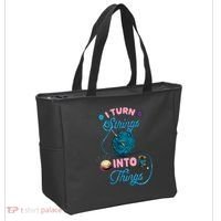 Crochet Lover Gift I Turn Strings Into Things Funny Knitting Tote Bag thumb 2