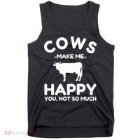 Cow Lover Gift Funny Cow Humor Gift Make Me Happy Tank Top thumb 0