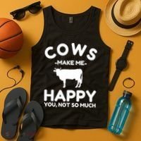 Cow Lover Gift Funny Cow Humor Gift Make Me Happy Tank Top thumb 4