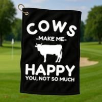 Cow Lover Gift Funny Cow Humor Gift Make Me Happy Golf Towel thumb 1