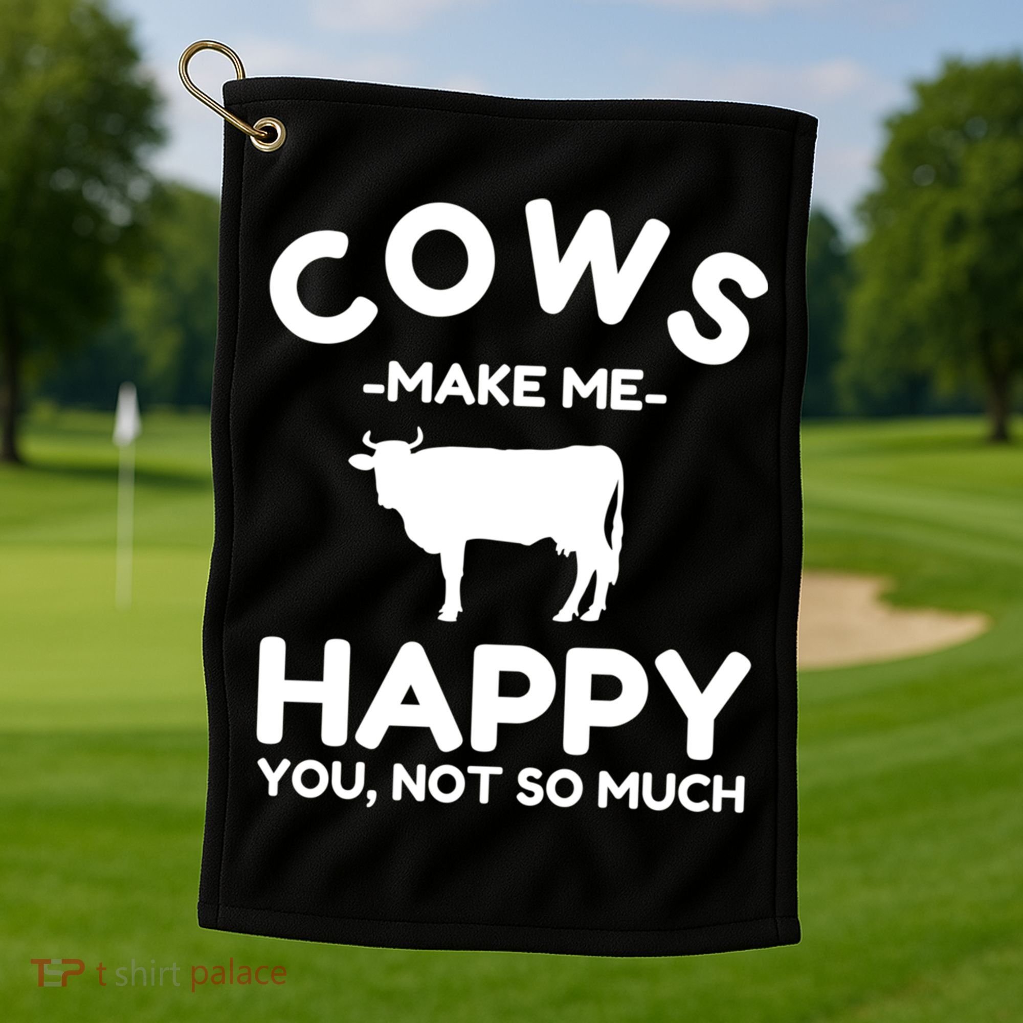 Cow Lover Gift Funny Cow Humor Gift Make Me Happy Golf Towel