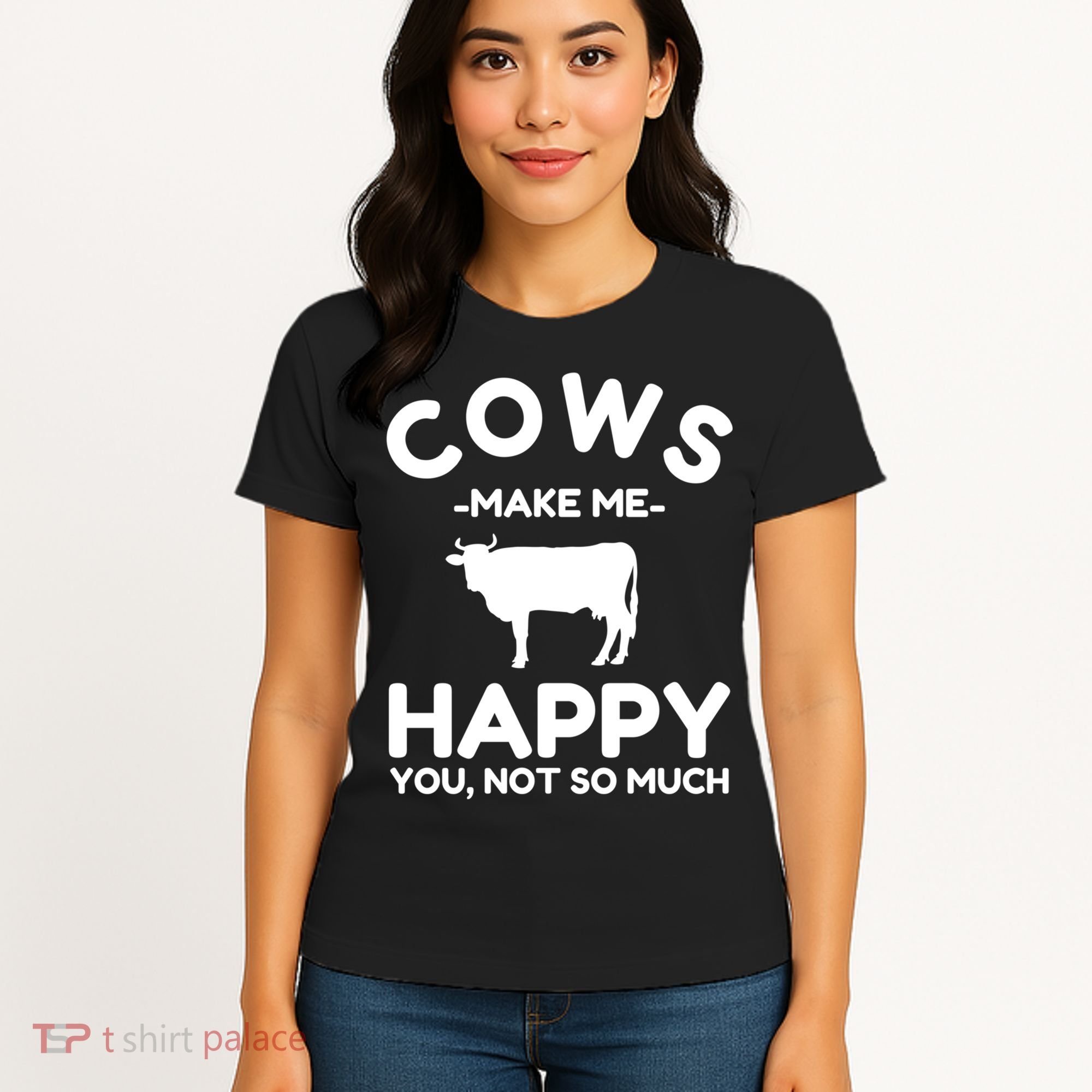 Cow Lover Gift Funny Cow Humor Gift Make Me Happy Women's T-Shirt