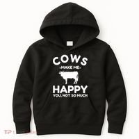 Cow Lover Gift Funny Cow Humor Gift Make Me Happy Kids Hoodie thumb 0
