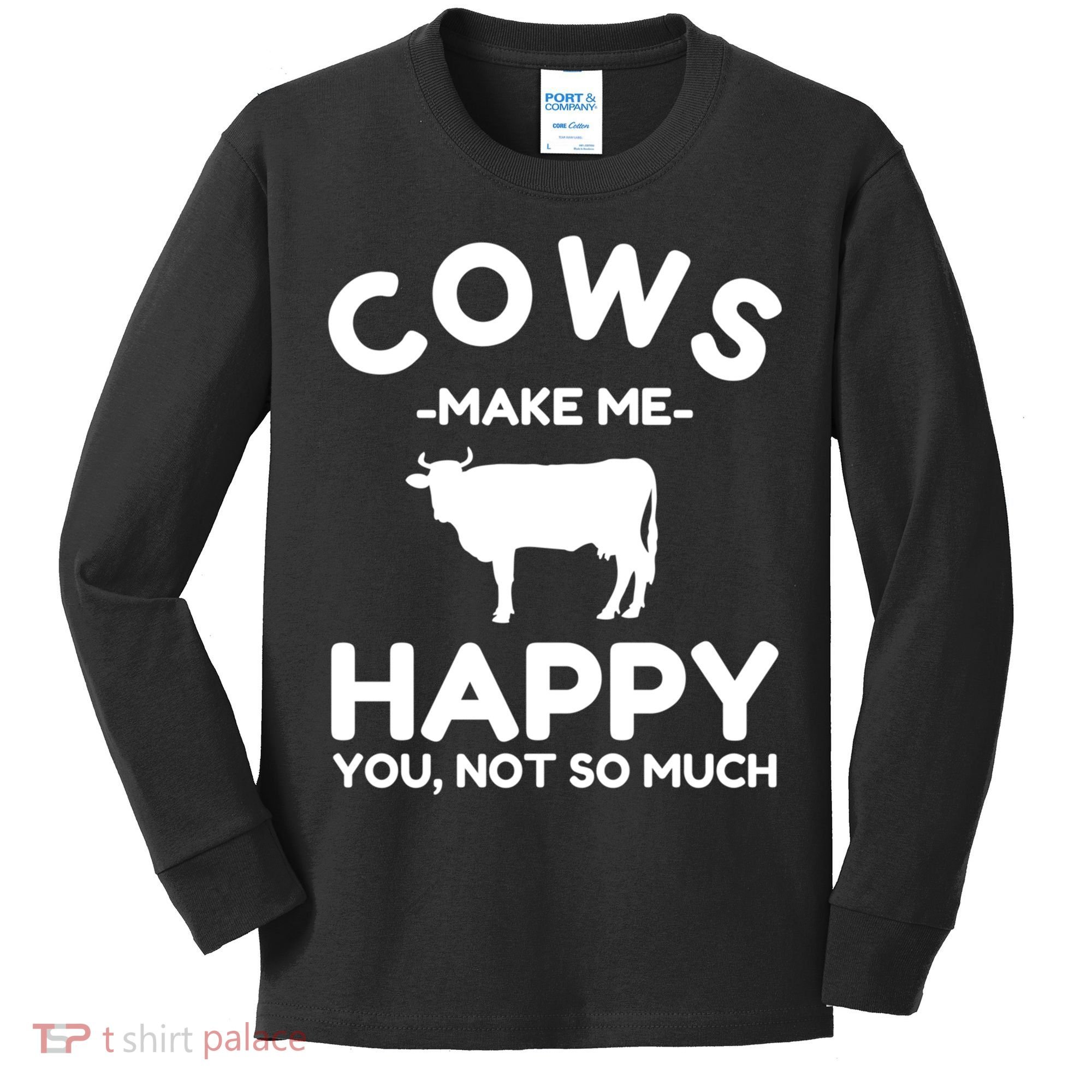 Cow Lover Gift Funny Cow Humor Gift Make Me Happy Kids Long Sleeve Shirt