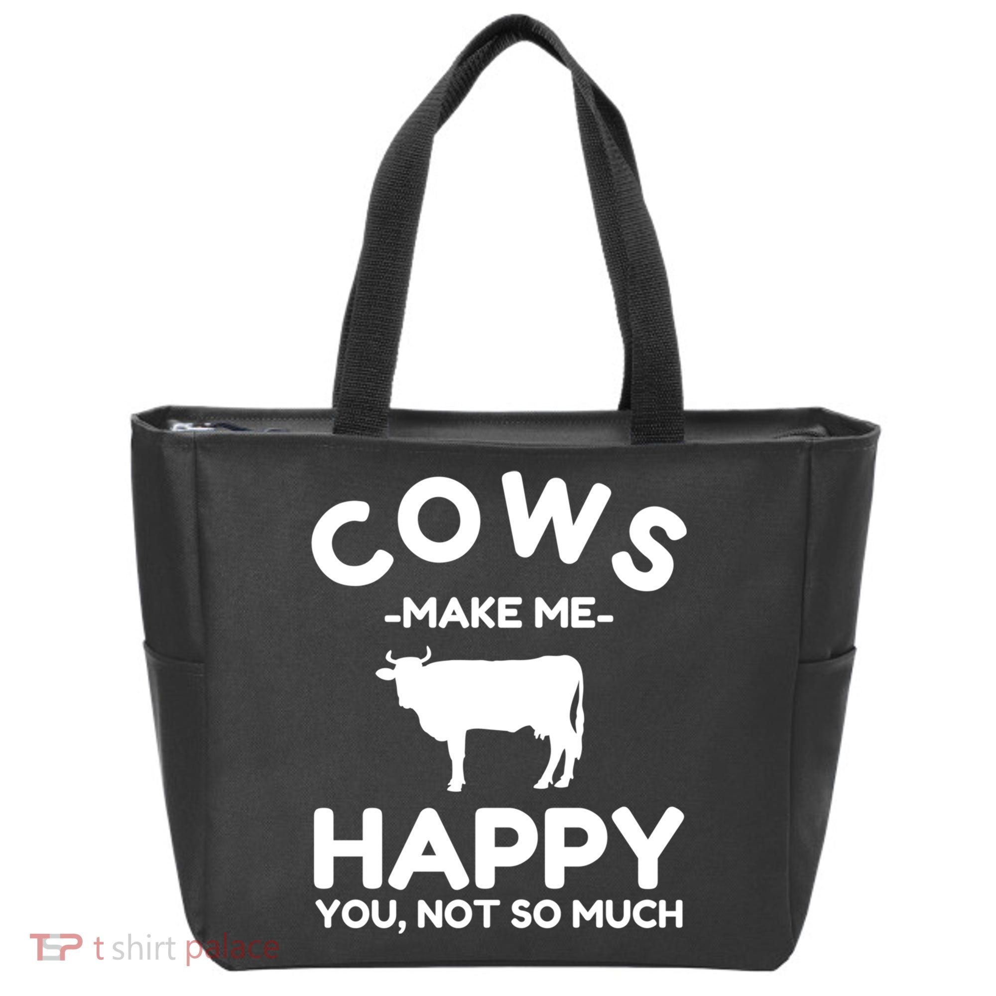 Cow Lover Gift Funny Cow Humor Gift Make Me Happy Tote Bag