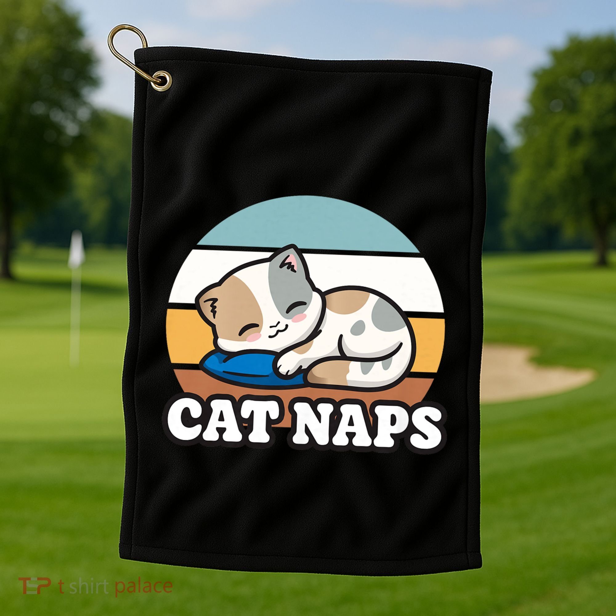 Cat Lovers Gift Nap Lover Sleepy Cute Kawaii Cat Naps Golf Towel