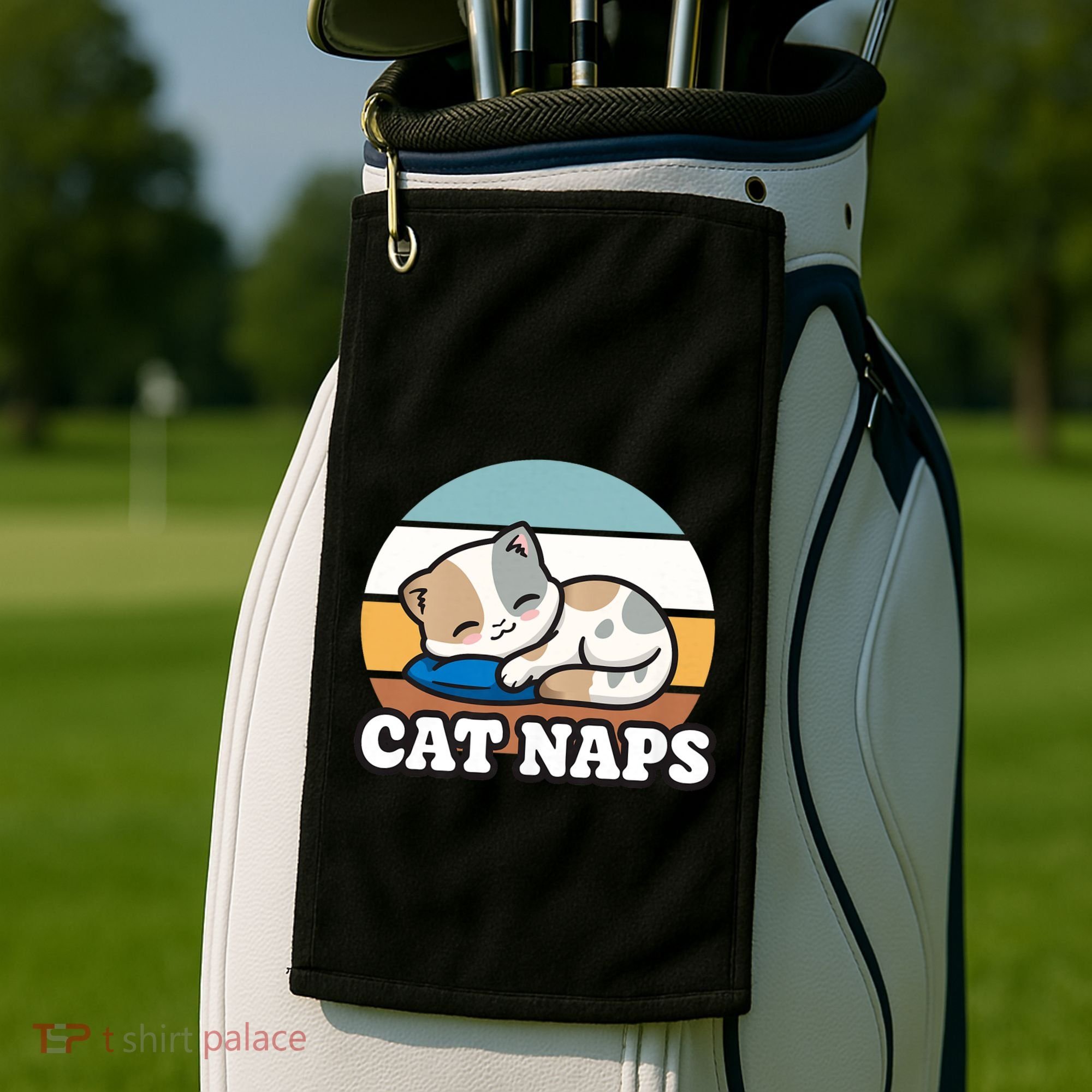 Cat Lovers Gift Nap Lover Sleepy Cute Kawaii Cat Naps Golf Towel