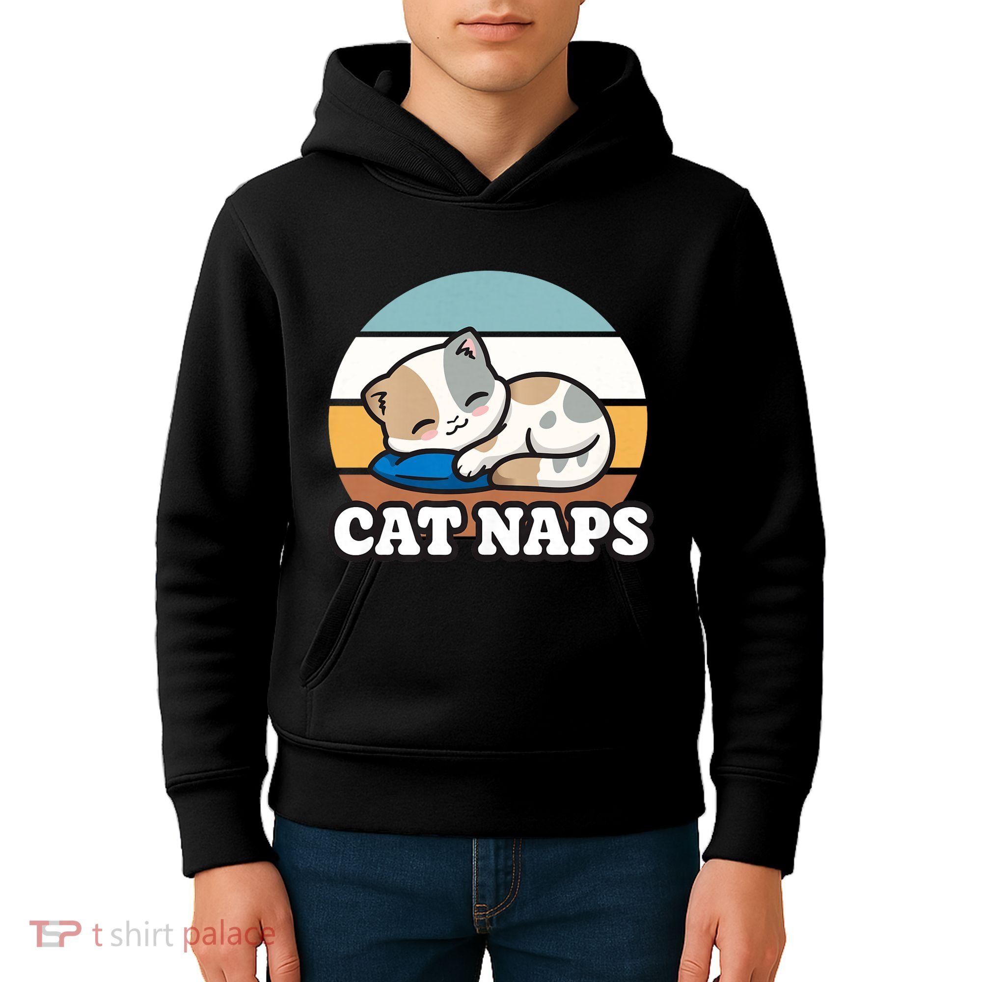 Cat Lovers Gift Nap Lover Sleepy Cute Kawaii Cat Naps Kids Hoodie