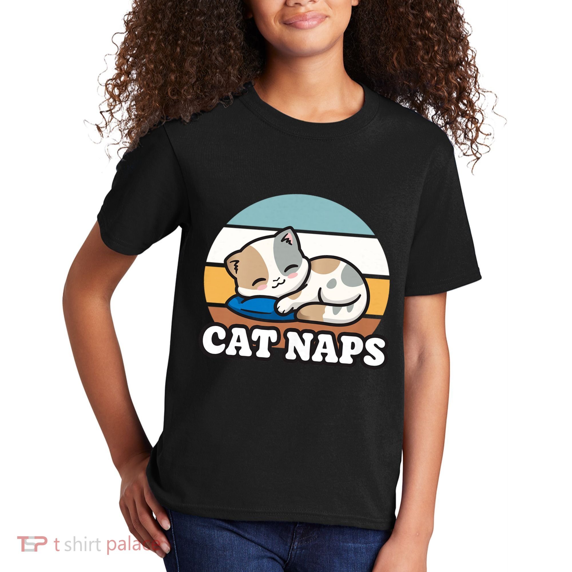 Cat Lovers Gift Nap Lover Sleepy Cute Kawaii Cat Naps Kids T-Shirt
