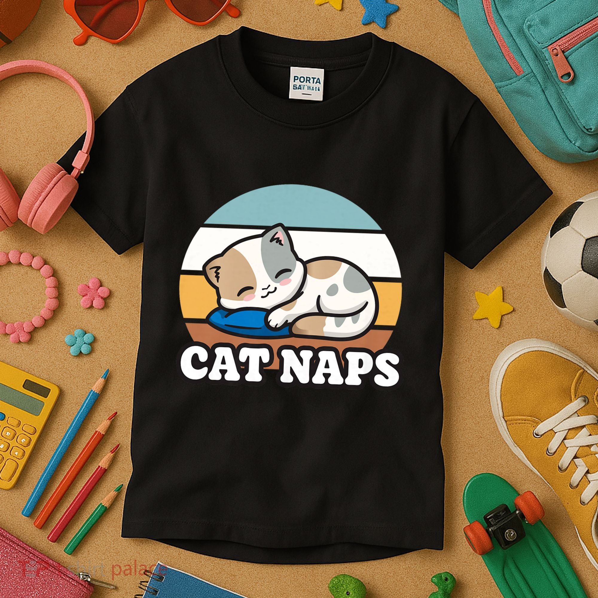 Cat Lovers Gift Nap Lover Sleepy Cute Kawaii Cat Naps Kids T-Shirt