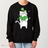 Cat Leprechaun Gift Cat Lover Shamrock Gift St Patrick's Day Gift Women's Sweatshirt thumb 0